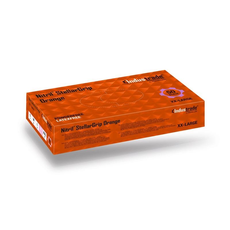 Meditrade StellarGrip, orange Einweghandschuh aus Nitril