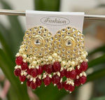 Gold-Plated Kundan and Pearl Classic Chandbalis Earrings