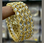 4 Pcs Kundan Gold Plated Bangles Set