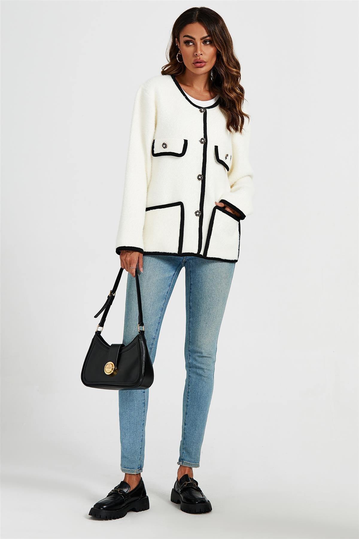 Relaxed Boucle Jacket In Cream White