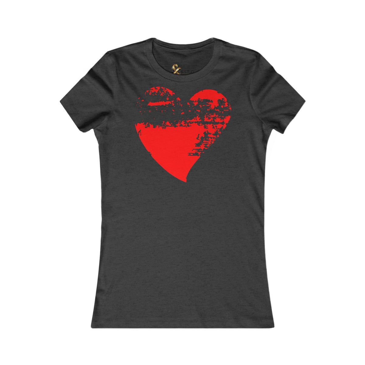Damen T-Shirt 100% Baumwolle | Rotes Grunge-Herz
