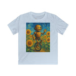 Kinder-T-Shirt – Sonnige Sonnenblumen-Roboter auf Einrad