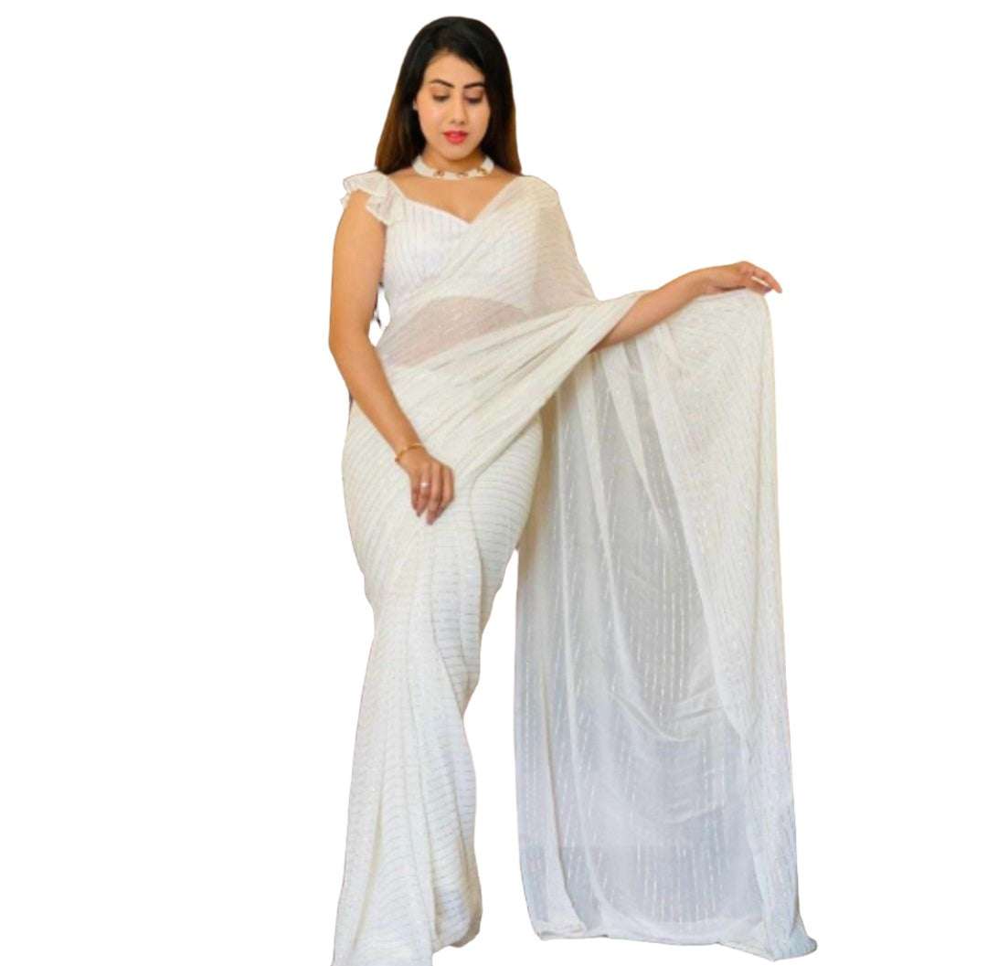 Georgette Saree With Stitched Blouse
