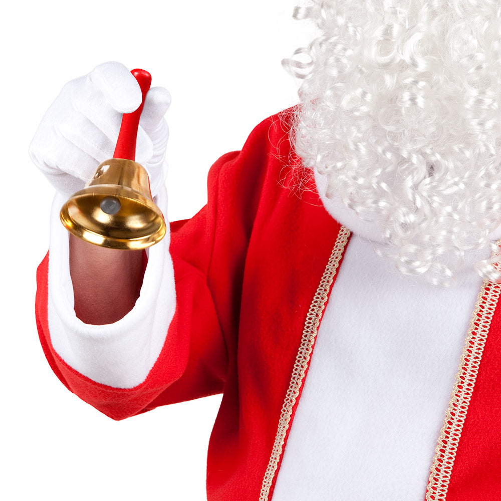 Glocke Weihnachtsmann Stiel rot, Glocke Gold
