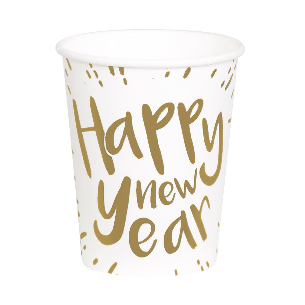Happy New Year - Pappbecher | 10 Stück, 210 ml