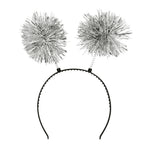 Glitzer Haarreif mit Pompons | Silber