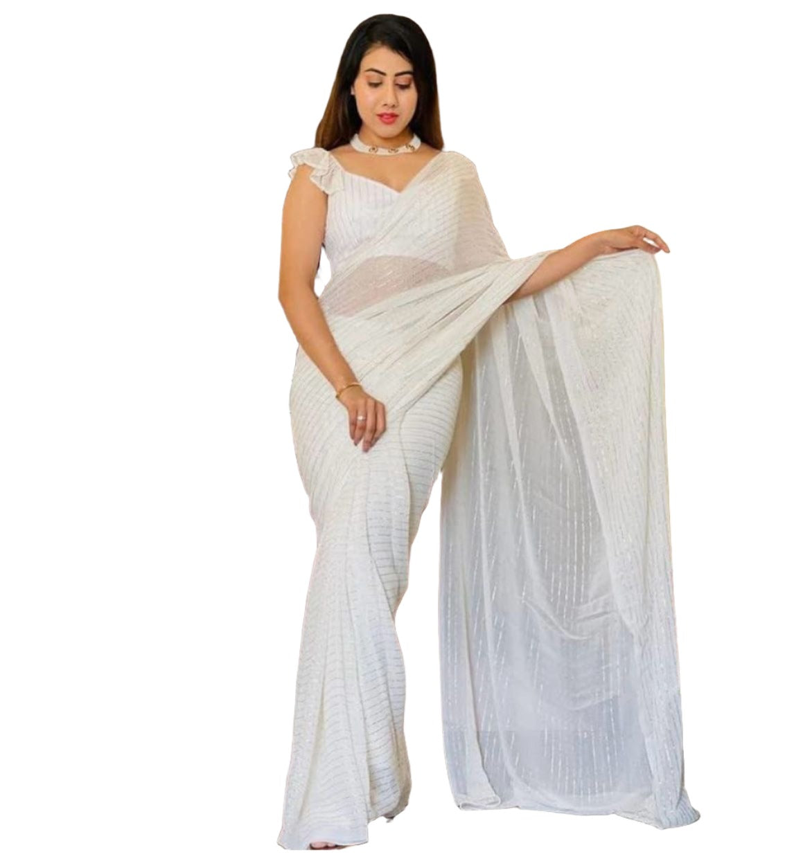 Georgette Saree With Stitched Blouse
