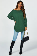 Oversize Knitted Jumper Top In Darkgreen