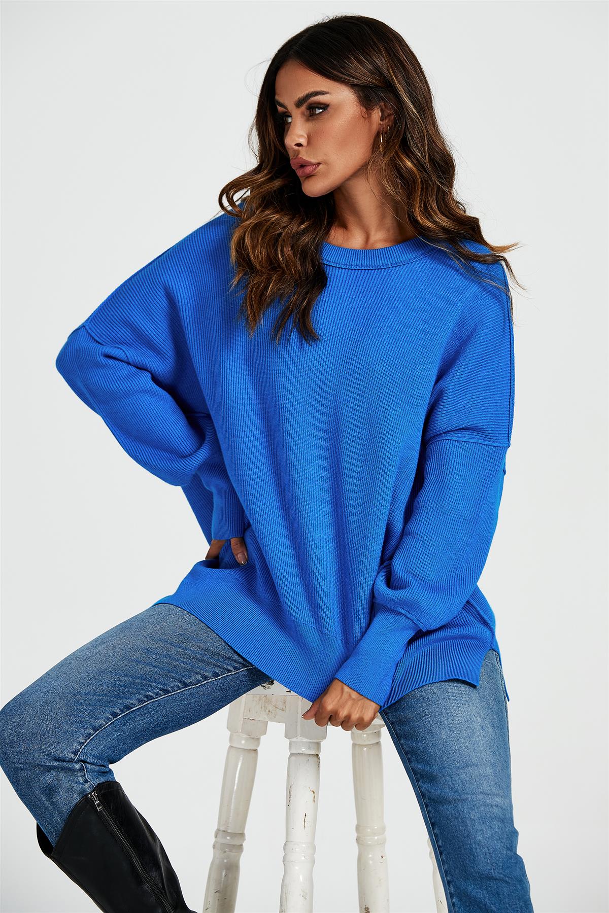 Oversized Jumper Top In Blue