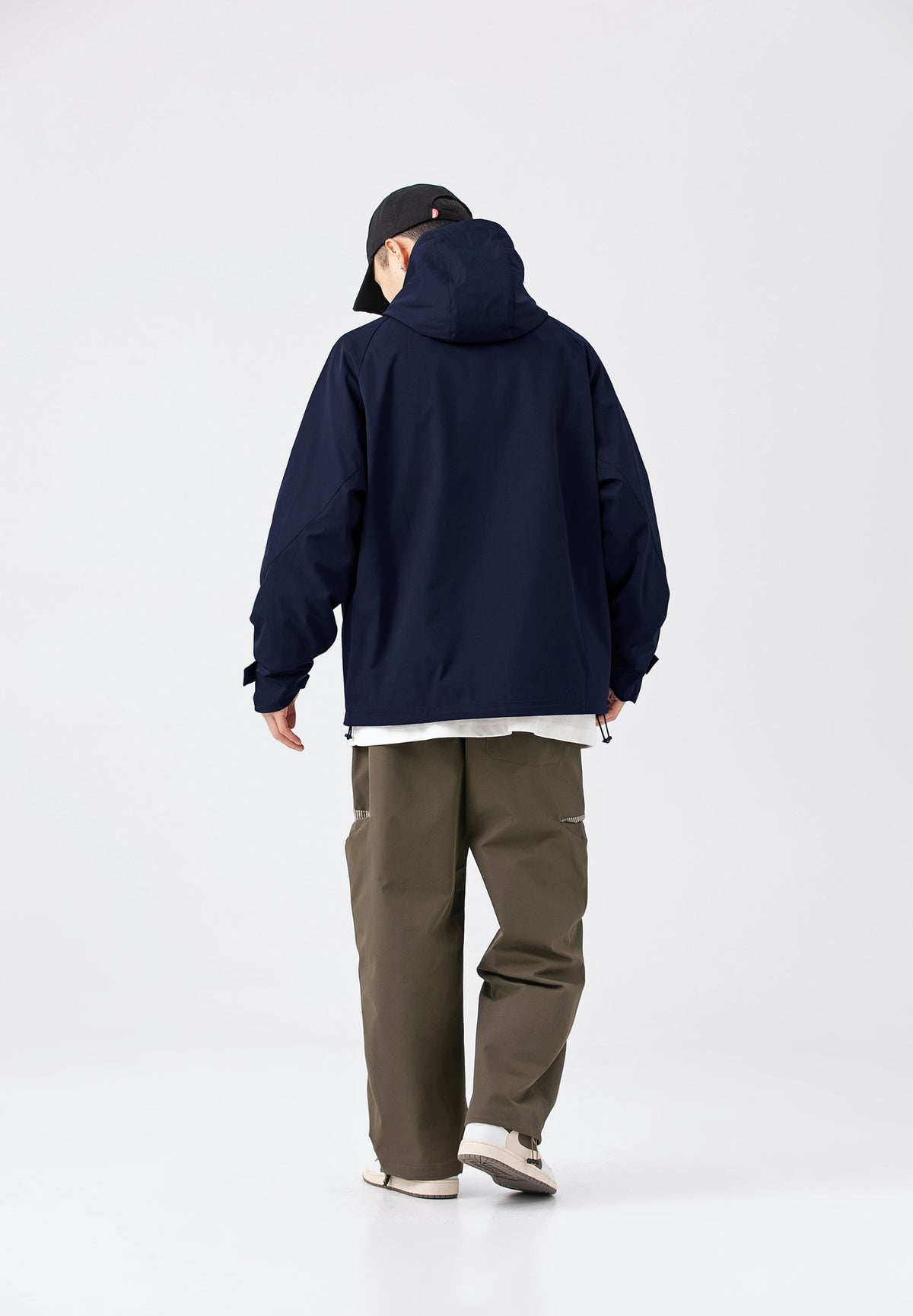 Hooded Jacket Windproof Outerwear In Navy
