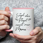 Bedruckte Tasse mit Spruch Engel ohne Flügel