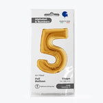 14"/Ø36cm Mini Zahlen Folienballon | Gold #5