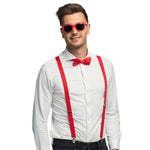 Partyset Hosenträger, Brille und Fliege | Rot