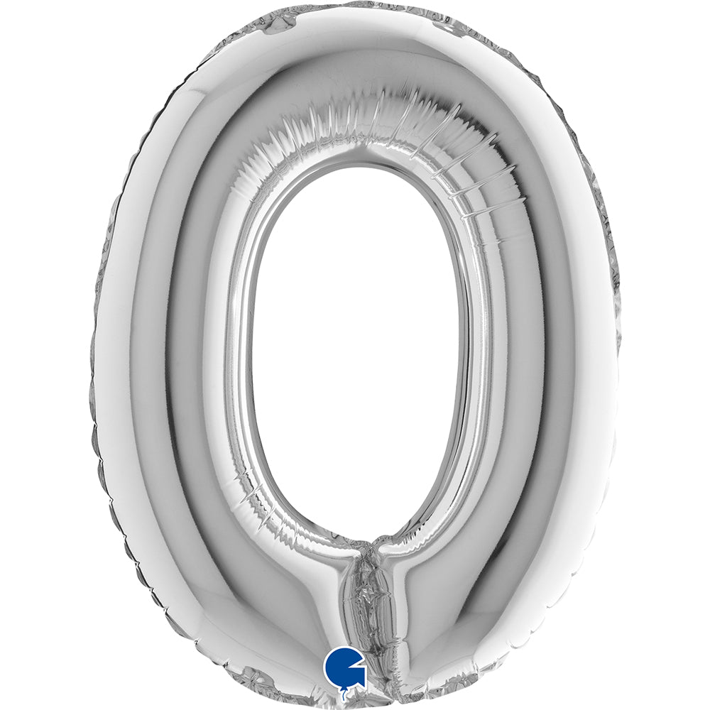 14"/Ø36cm Mini Zahlen Folienballon | Silber #0