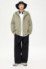 Patched Pockets Waterproof Jacket in Lightolive
