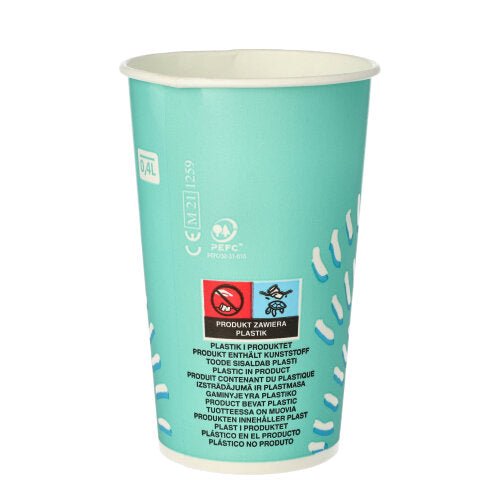 Starpak 50 Trinkbecher für Kaltgetränke, Pappe 0,4 l Ø 8,97 cm · 13,5 cm türkis | Folie (50 Stück)