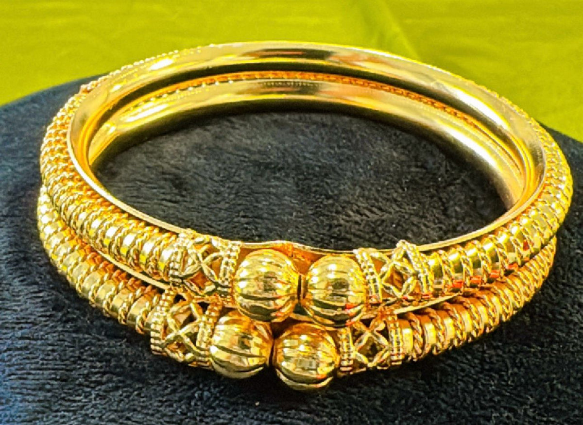 IMPRESSIVE TRADITIONAL GOLD Plated PIPE BANGLES(2 Pcs)