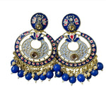 Gold Plated Pearl Kundan Beaded Chandbali Earrings for Women