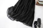 Damen Seidenkleid mit Puffärmeln | Luftsüßes Boho Maxikleid
