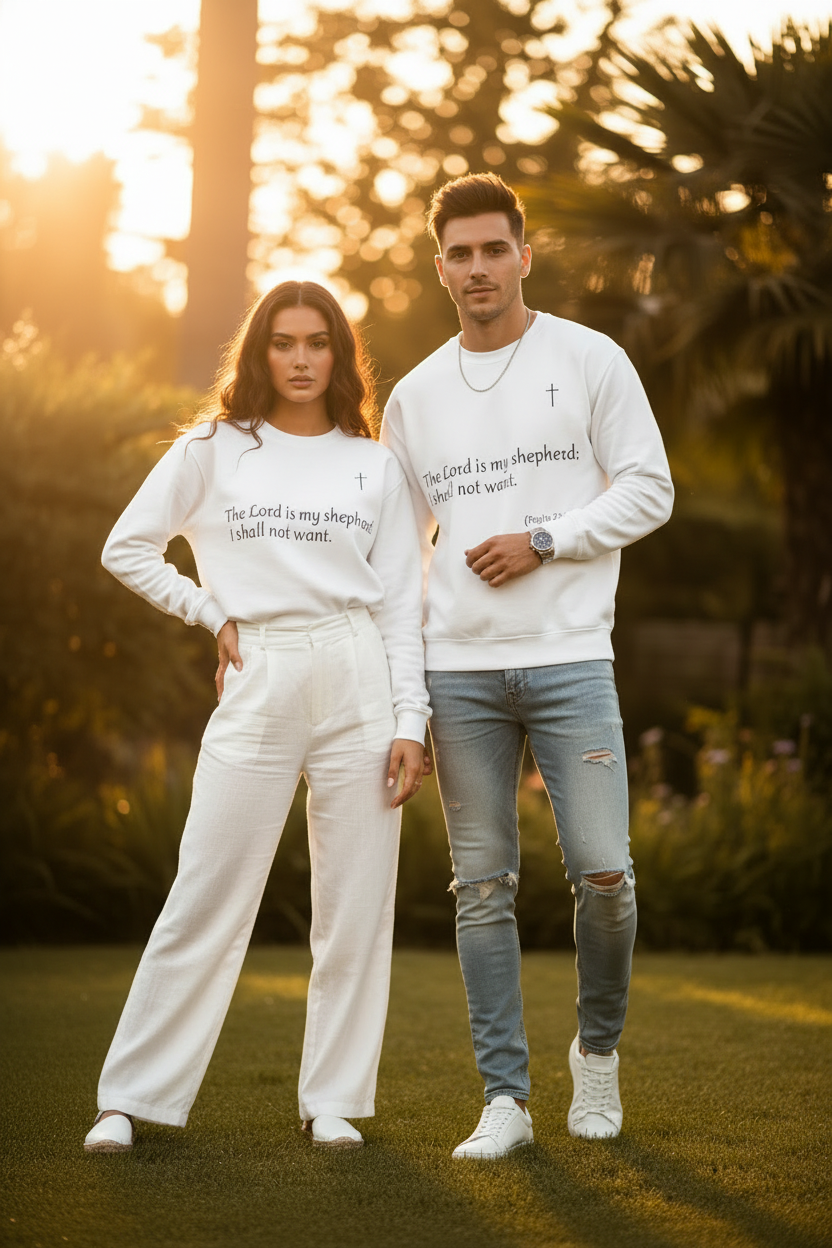 Unisex Heavy Blend Sweatshirt mit Psalm 23 & markantem Backprint