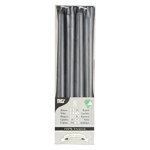 PAPSTAR 8 Leuchterkerzen Ø 2,2 cm · 25 cm aus 100 % Stearin