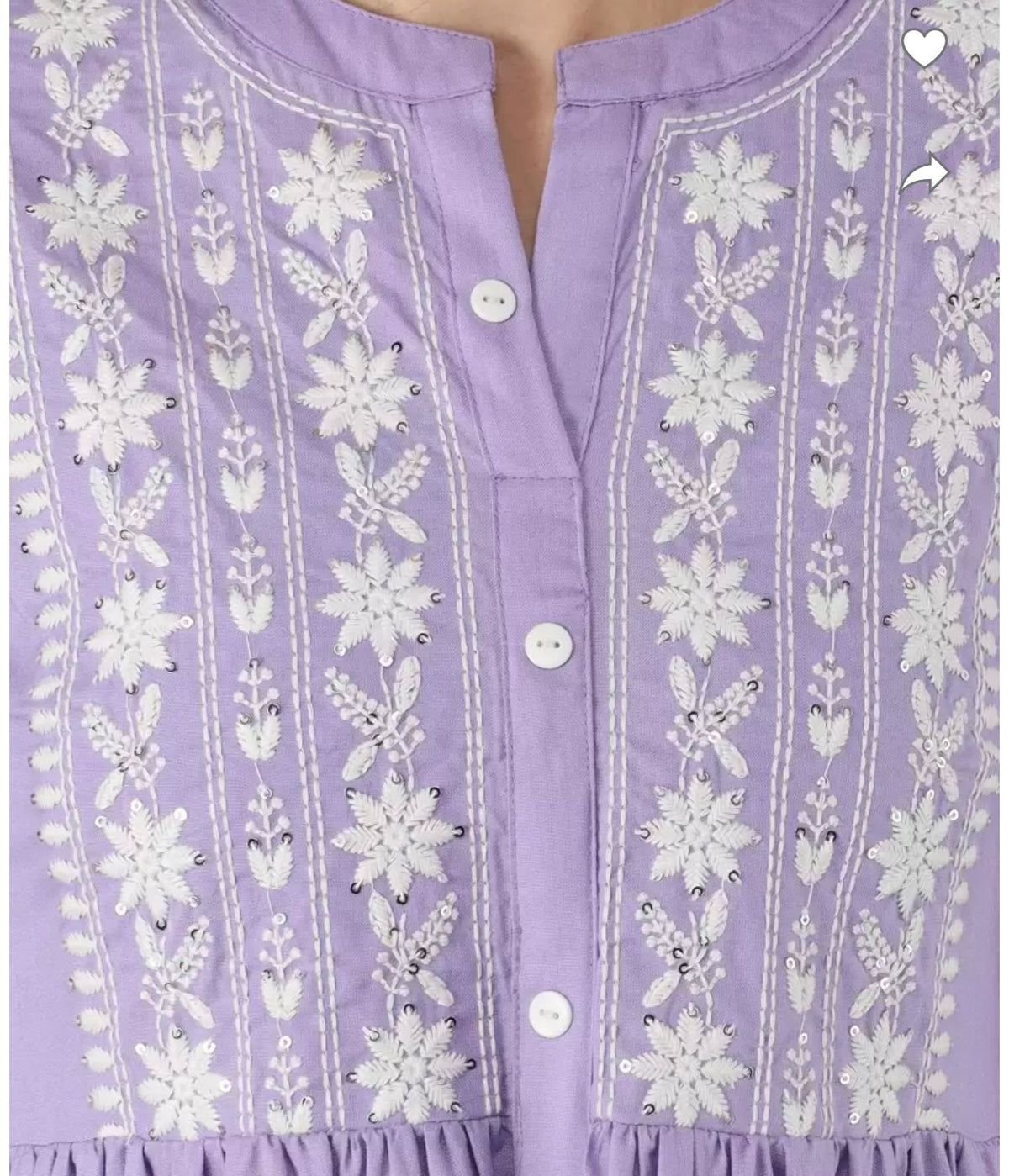 Chikan Embroidery Cotton Rayon A-line Kurta  (Purple)