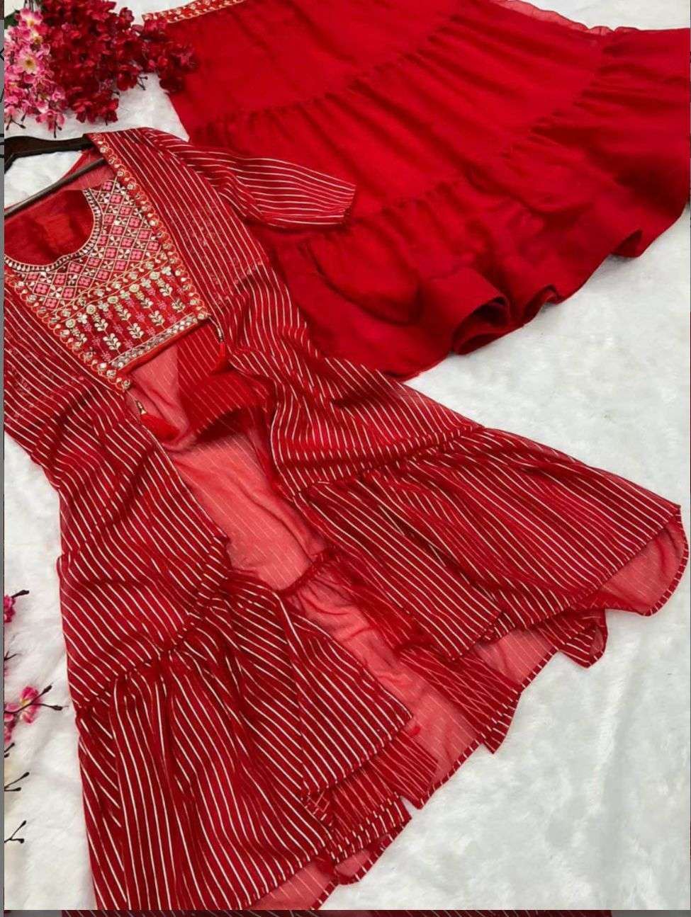 Georgette jacket lengha