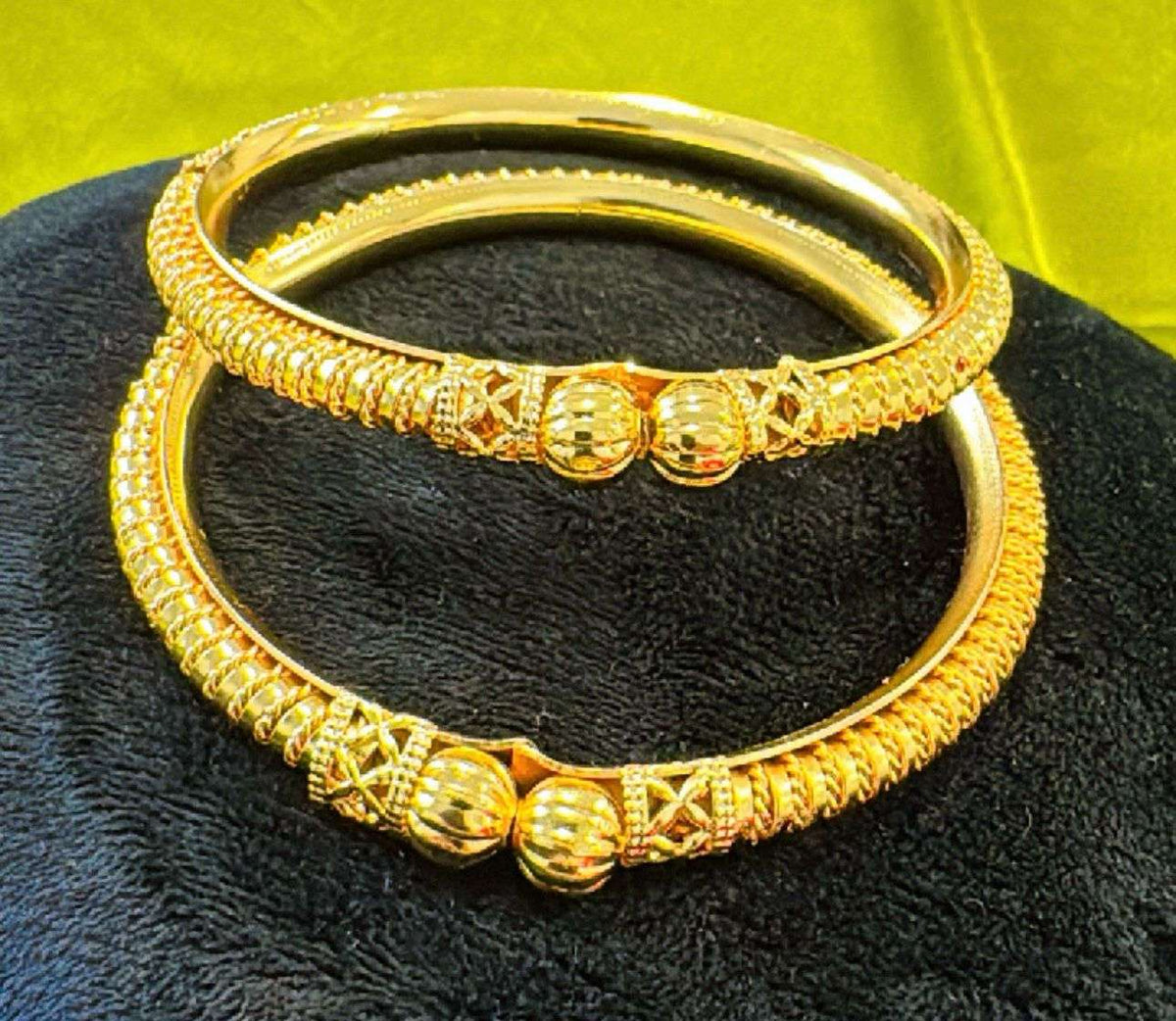 IMPRESSIVE TRADITIONAL GOLD Plated PIPE BANGLES(2 Pcs)