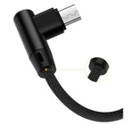 Micro USB Kabel 90° grad rechts gewinkelt Winkelstecker zu USB 2.0 Typ A 90° Grad rechts gewinkelt Datenkabel Ladekabel 20 cm in Schwarz | System-S