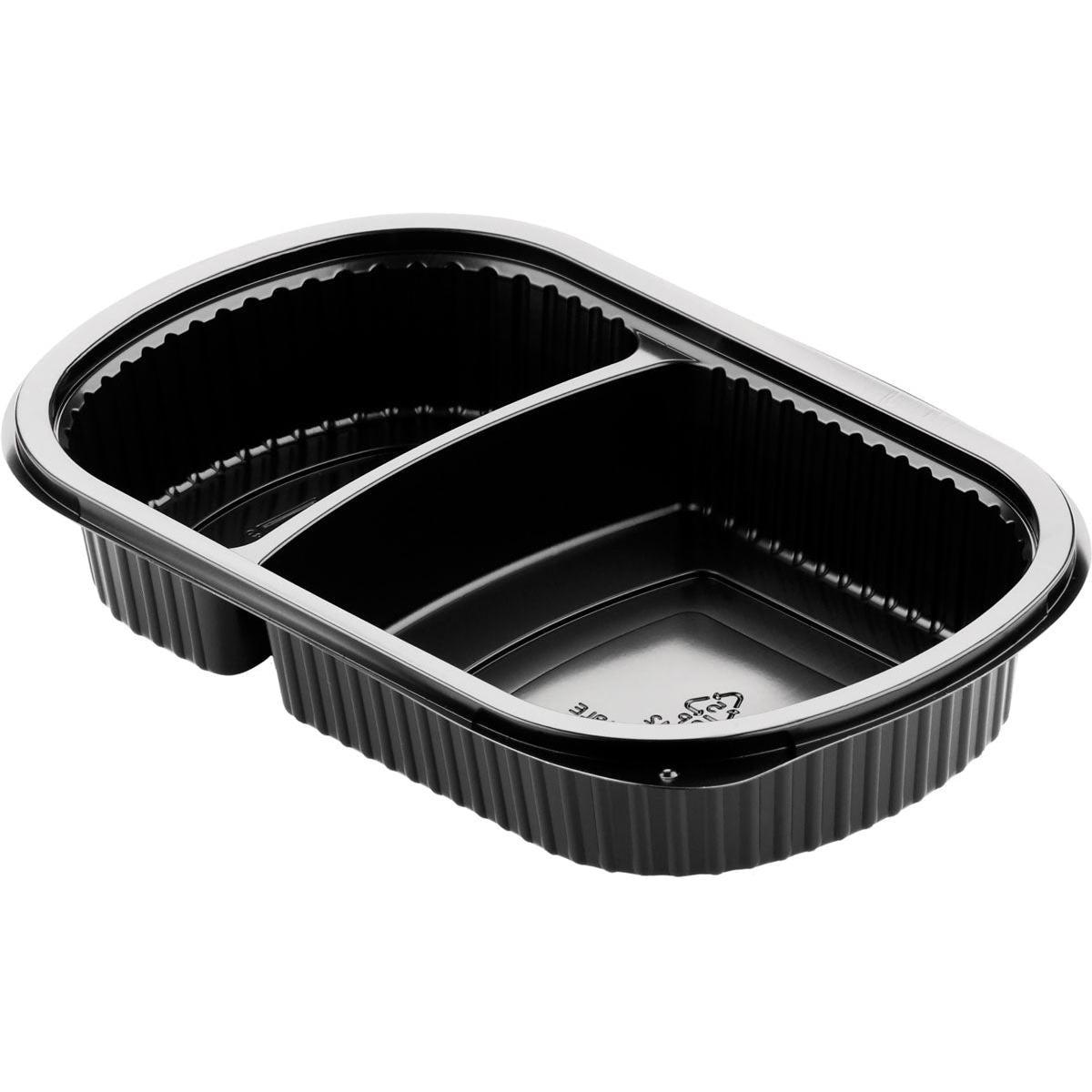 Menübox 2 Schwarz PP 240x150x40 | Packung (50 Stück)