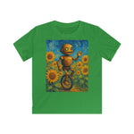 Kinder-T-Shirt – Sonnige Sonnenblumen-Roboter auf Einrad