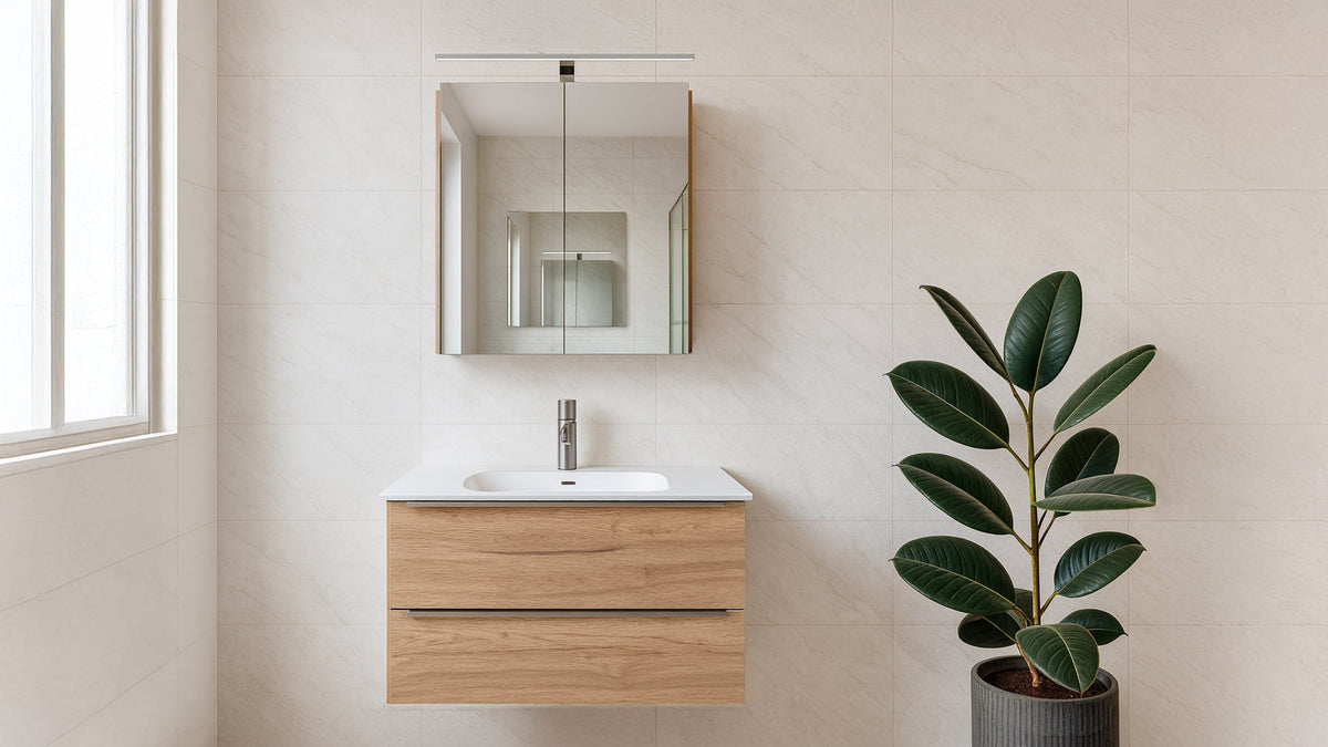 Unit-Z Badezimmer-Set Liora – mit Spiegelschrank & LED-Leuchte