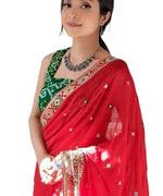 Georgette Saree Red Designer Fox With Mirror Work