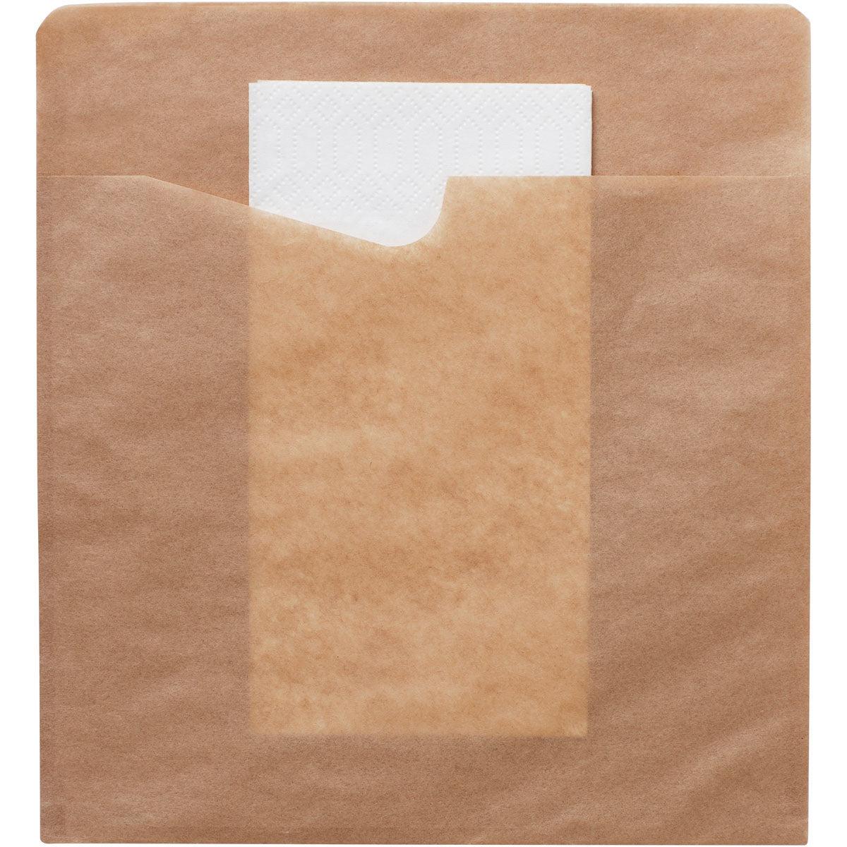 Snack Sacchetto mit weißer 2-lg. Serviette Braun Papier