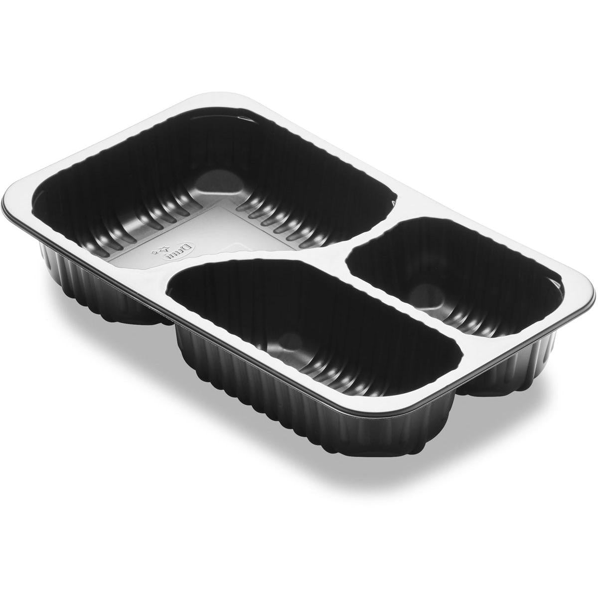 Menüschale 3-comp 3 Schwarz PP/MIN 260x158x44,7  | Packung (384 Stück)