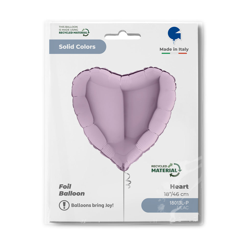 18"/Ø46cm Herz Folienballon  Uni | Lavendel