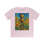 Kinder-T-Shirt – Sonnige Sonnenblumen-Roboter auf Einrad