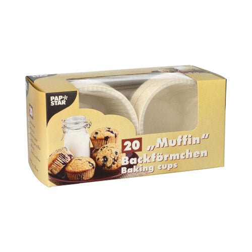 PAPSTAR Muffins-Backförmchen Ø 5 cm, 3,5 cm hoch, weiß | Faltschachtel (20 Stück)