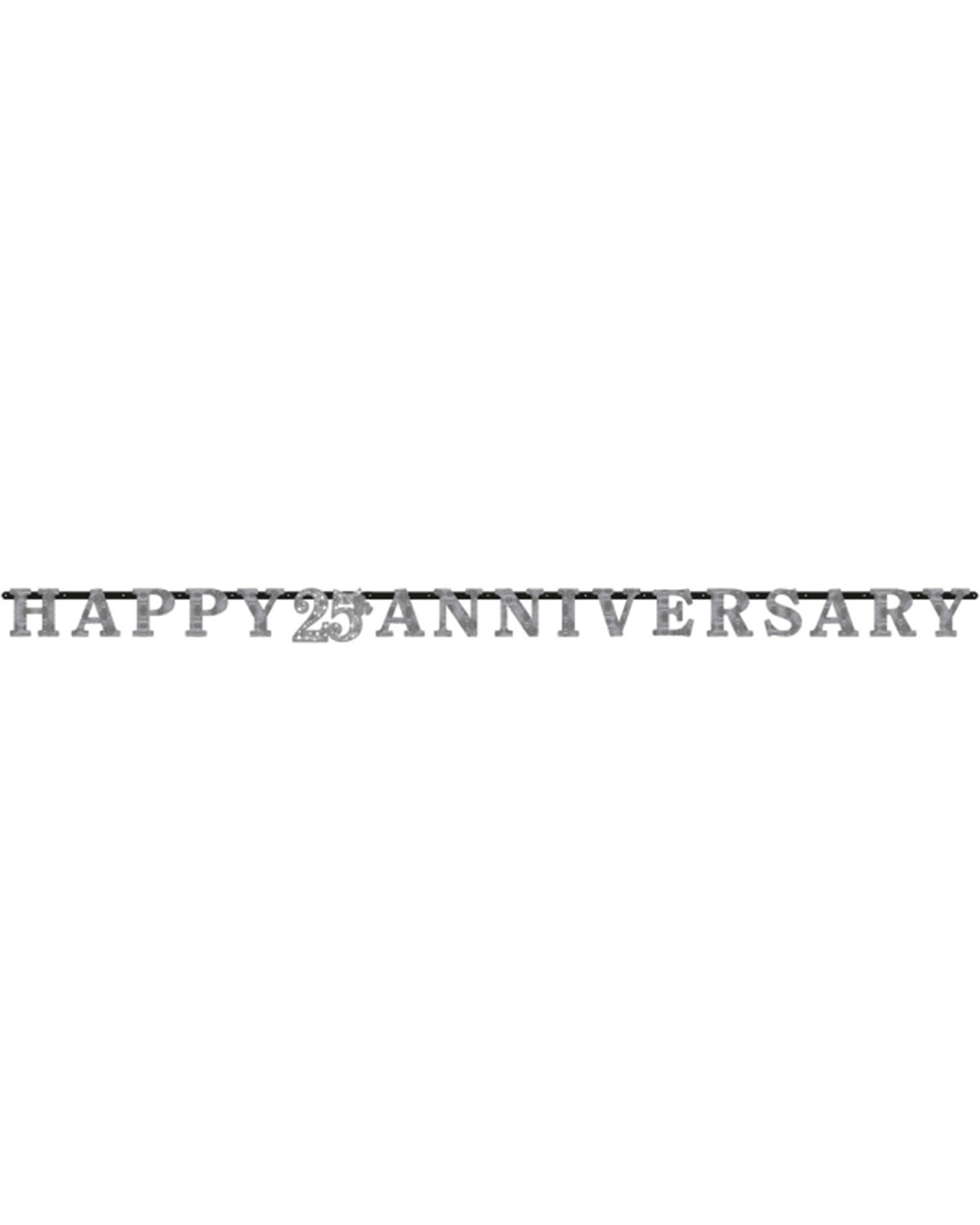 "Happy 25th Anniversary" Buchstaben Girlande Partykette | Silber - 300 cm