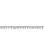 "Happy 25th Anniversary" Buchstaben Girlande Partykette | Silber - 300 cm