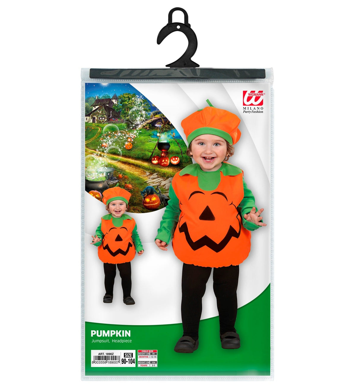Kürbis Kinderkostüm 2-tlg. | Orange - Gr. 104 - Pumpkin