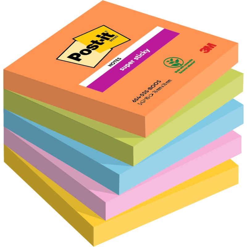 Post-it® Super Sticky Notes, 76 mm x 76 mm, 90 Blatt/Block, 100% PEFC