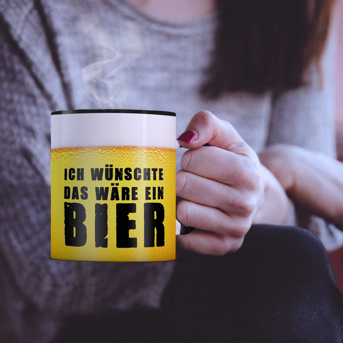 Bedruckte Tasse Ich wünschte das wäre ein Bier