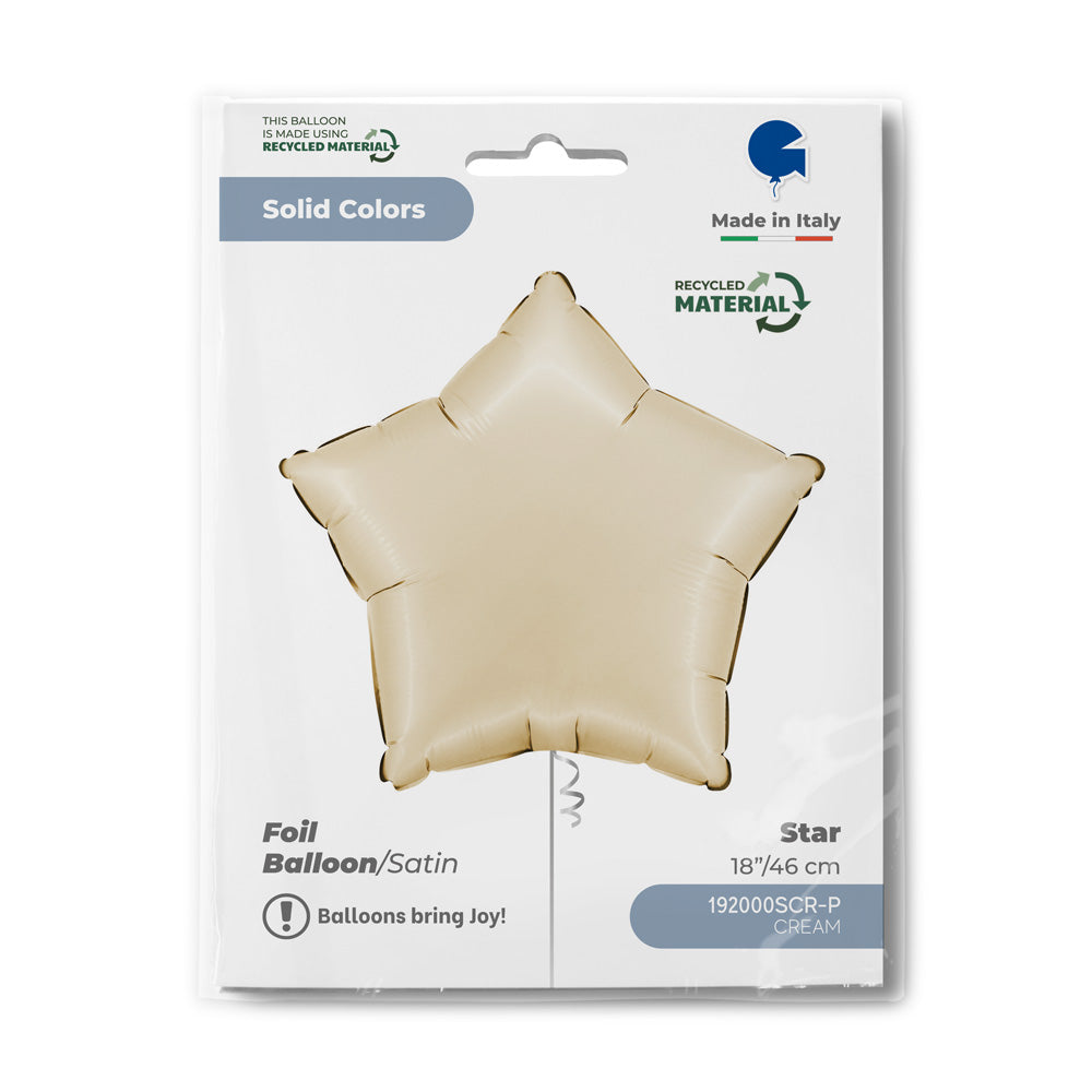 18"/Ø46cm Stern Folienballon Uni | Satin Cream
