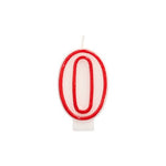 PAPSTAR Zahlenkerze 7,3 cm weiss mit rotem Rand