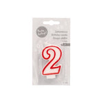 PAPSTAR Zahlenkerze 7,3 cm weiss mit rotem Rand
