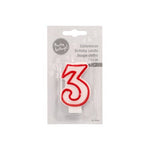 PAPSTAR Zahlenkerze 7,3 cm weiss mit rotem Rand