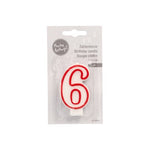 PAPSTAR Zahlenkerze 7,3 cm weiss mit rotem Rand