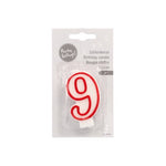 PAPSTAR Zahlenkerze 7,3 cm weiss mit rotem Rand