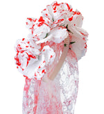 Halloween "Blutiger Brautschleier" | Weiß Rot - Haarreif mit Blumen